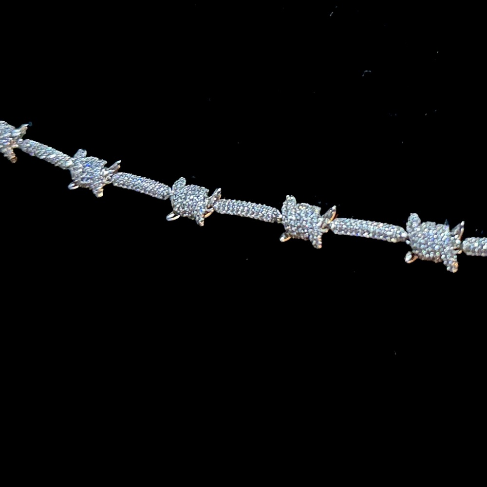 Cernucci Iced Barbed Wire Chain in White Gold